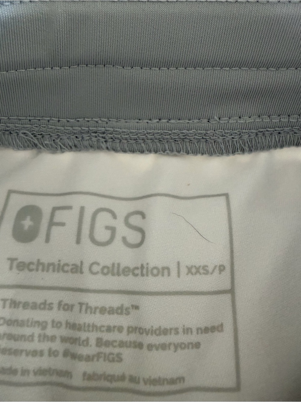 Figs White Jogger Pants with Light Gray Waistband - Picture 2 of 4